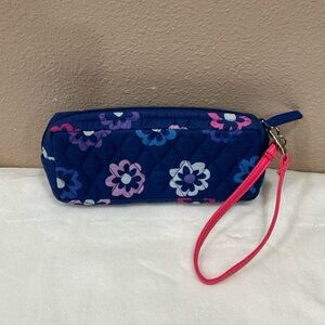 Floral Quilted Wristlet in Blue and Pink